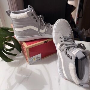 Vans Filmore Gray High-Top Sneakers with Sherpa Lining size 9